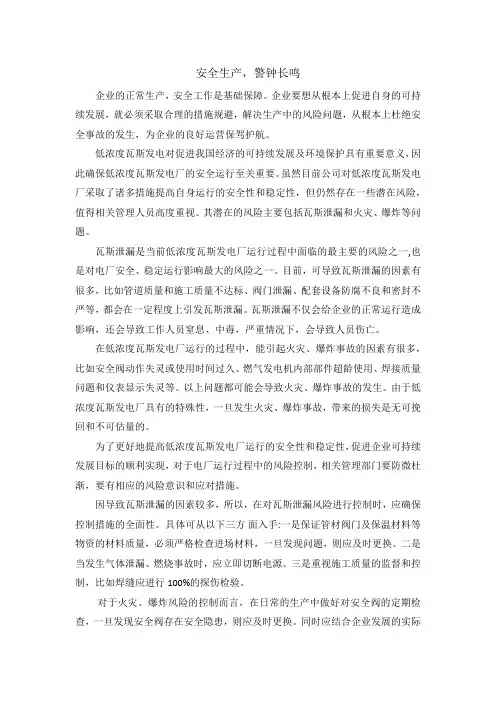 瓦斯发电安全