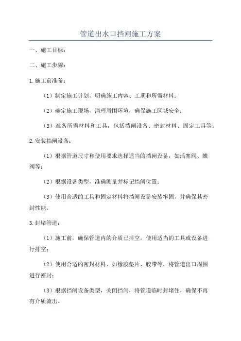 管道出水口挡闸施工方案