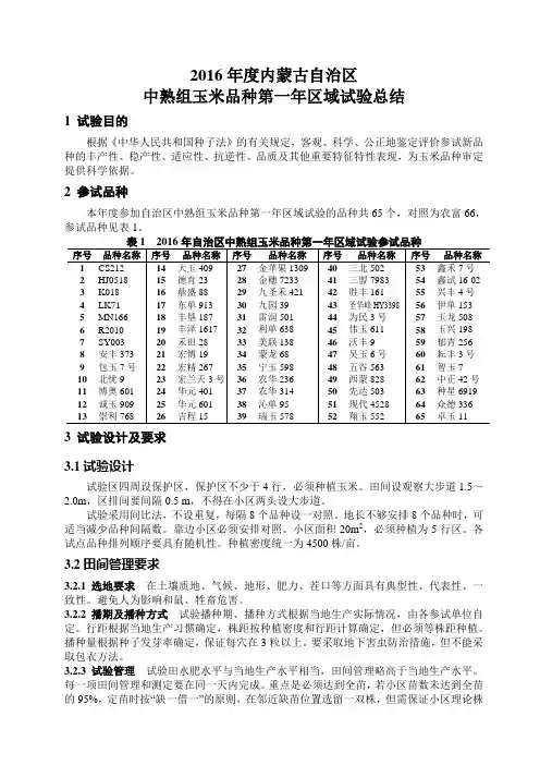 2016年度内蒙古自治区