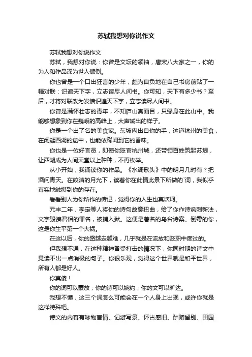 苏轼我想对你说作文