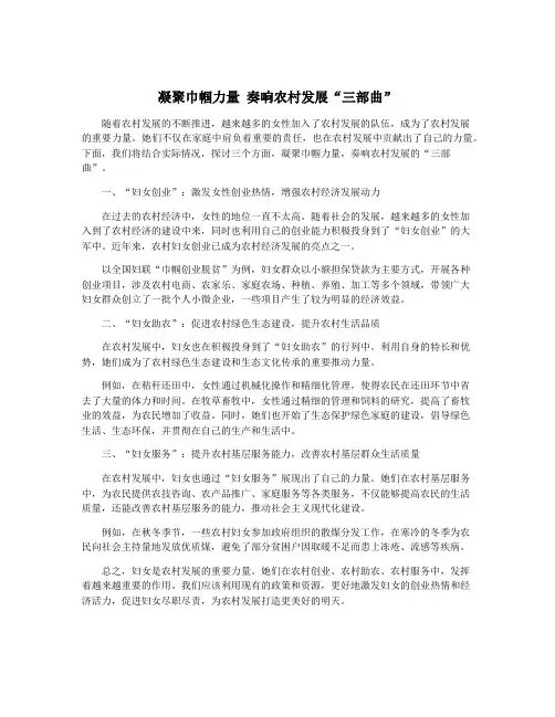 凝聚巾帼力量 奏响农村发展“三部曲”