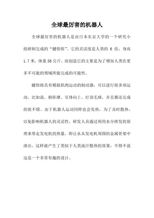 全球最厉害的机器人