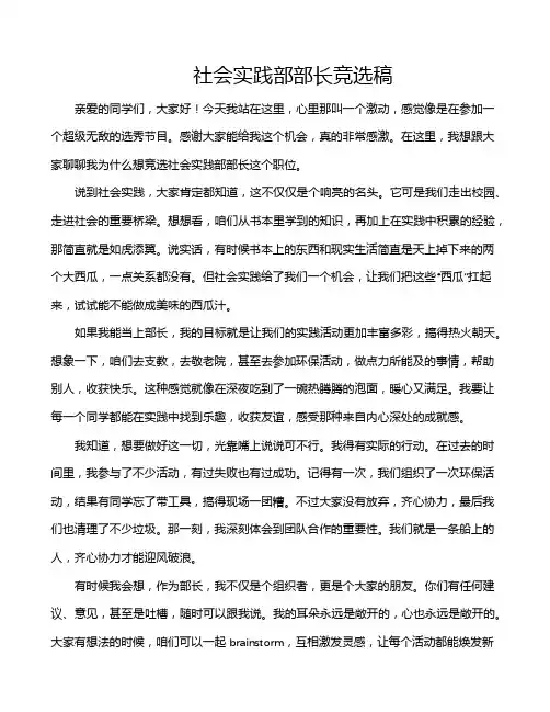 社会实践部部长竞选稿