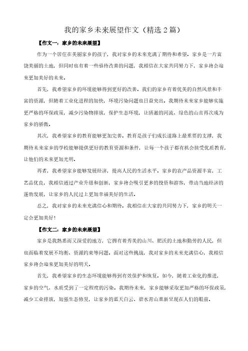 我的家乡未来展望 作文(精选2篇)