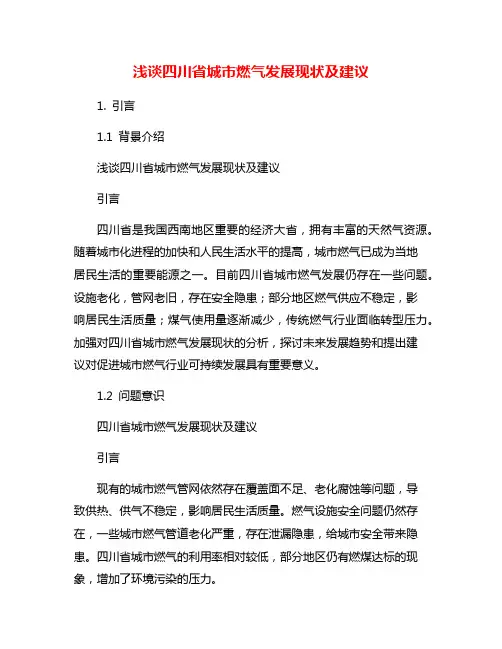 浅谈四川省城市燃气发展现状及建议