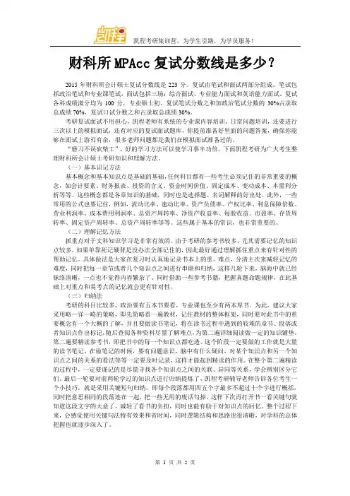 财科所MPAcc复试分数线是多少?