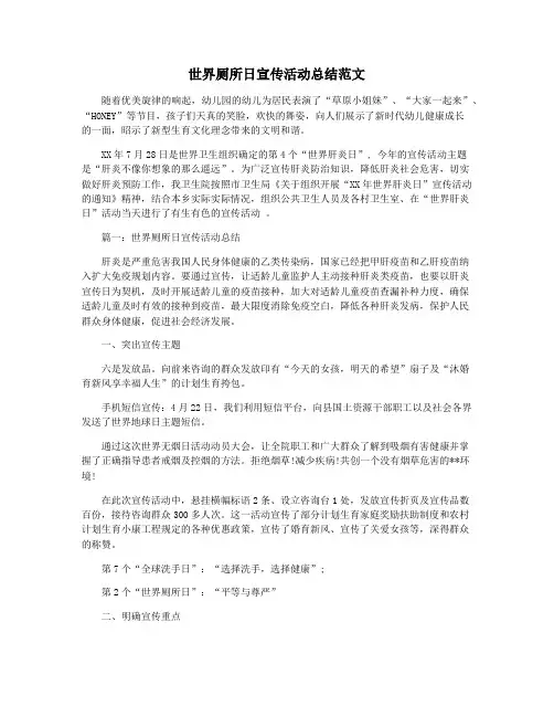 世界厕所日宣传活动总结范文
