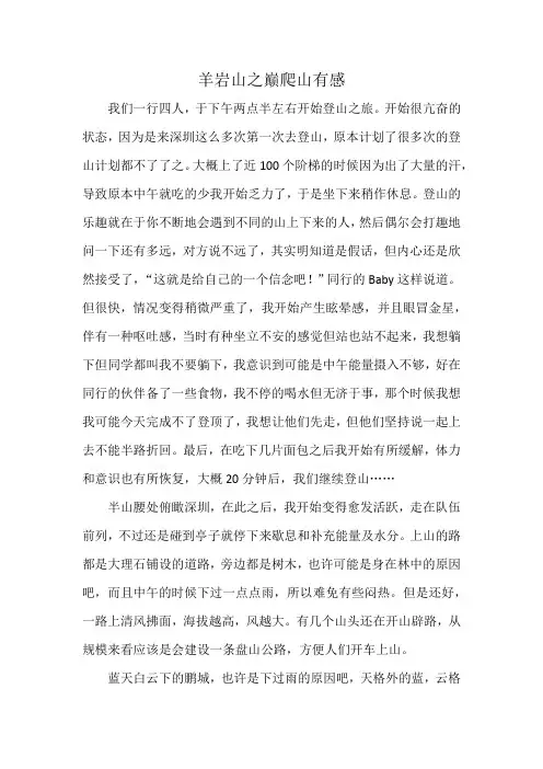 羊岩山之巅爬山有感