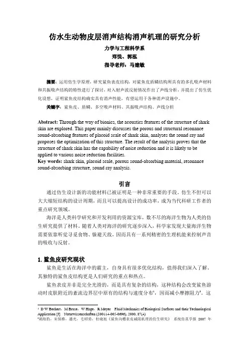 仿水生动物皮层消声结构消声机理的研究分析