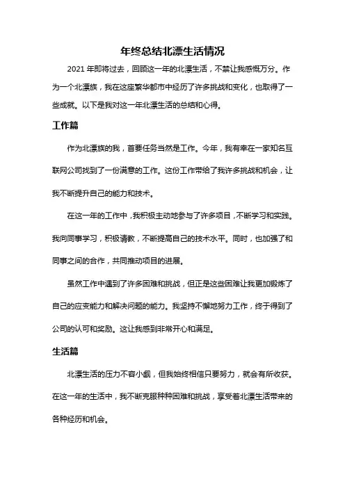 年终总结北漂生活情况