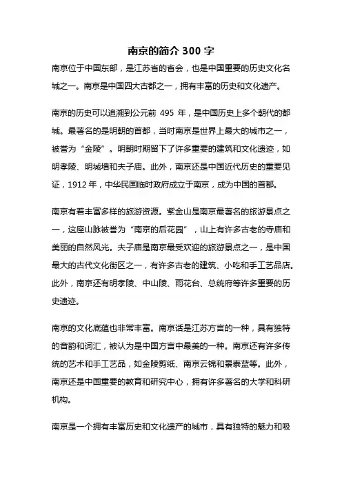 南京的简介300字