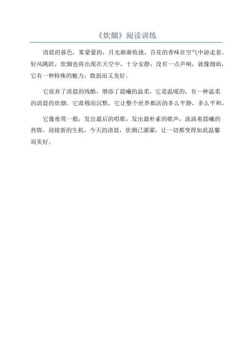 《炊烟》阅读训练
