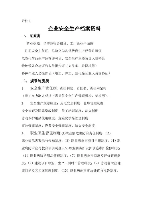 企业安全生产档案资料1