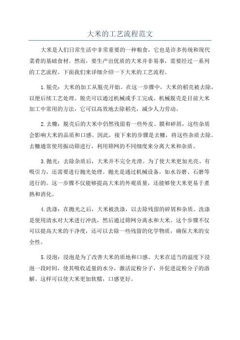 大米的工艺流程范文