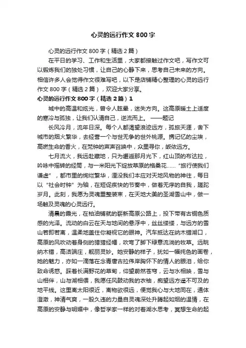 心灵的远行作文800字