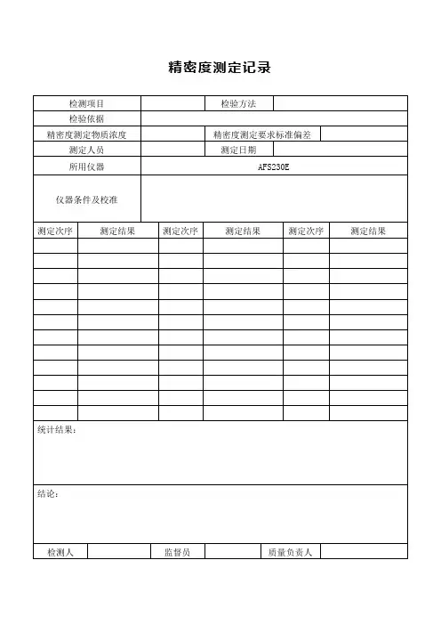 实验室内质控记录表格