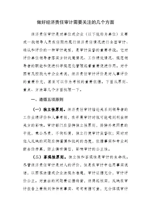 做好经济责任审计需要关注的几个方面