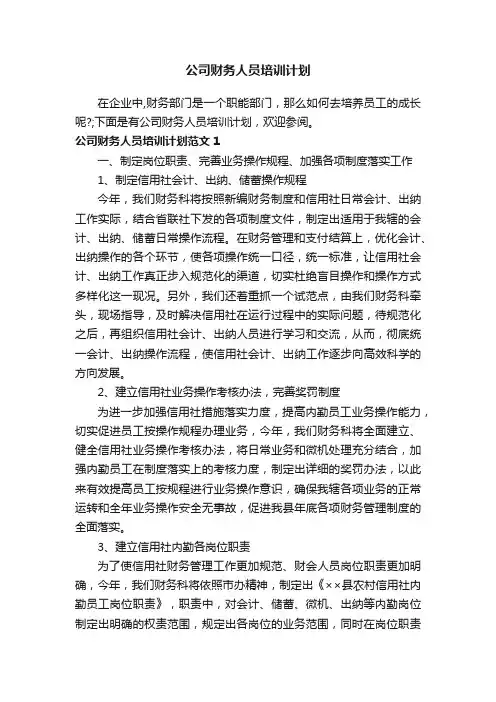 公司财务人员培训计划