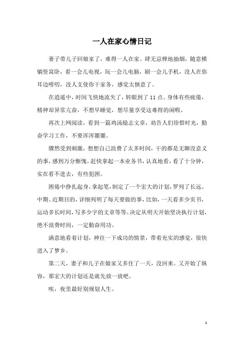 一人在家心情日记