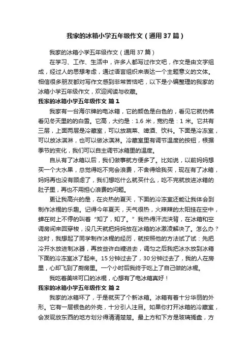 我家的冰箱小学五年级作文（通用37篇）
