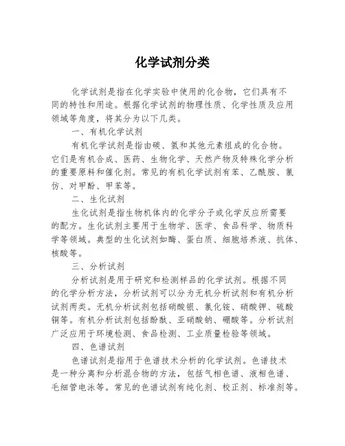 化学试剂分类
