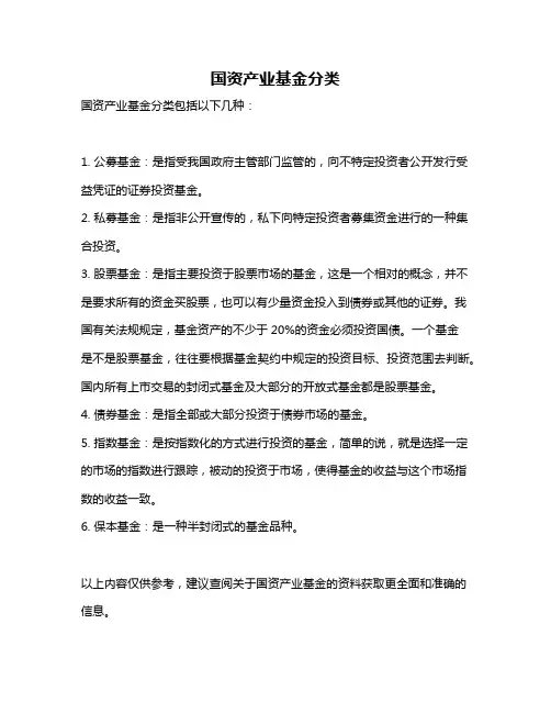 国资产业基金分类