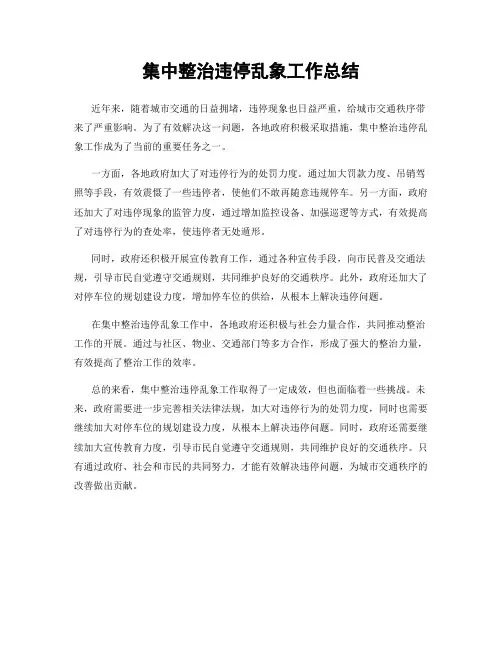 集中整治违停乱象工作总结