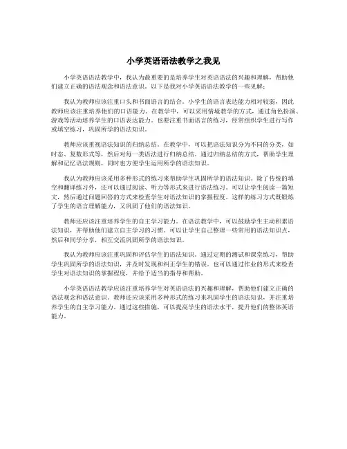 小学英语语法教学之我见