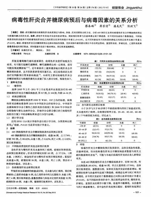 病毒性肝炎合并糖尿病预后与病毒因素的关系分析