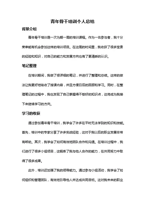 青年骨干培训个人总结