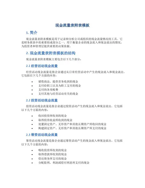 现金流量表附表模板