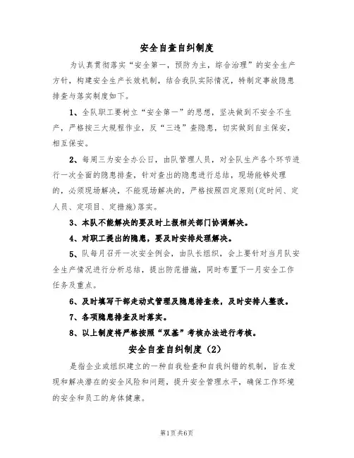 安全自查自纠制度(3篇)