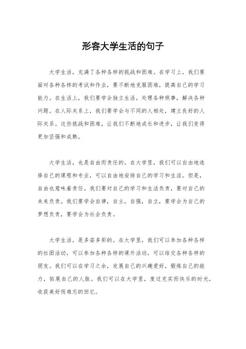 形容大学生活的句子