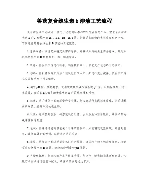 兽药复合维生素b溶液工艺流程