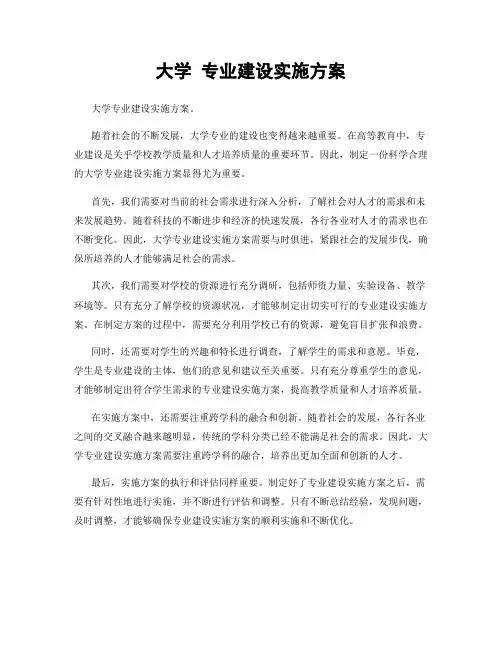 大学 专业建设实施方案