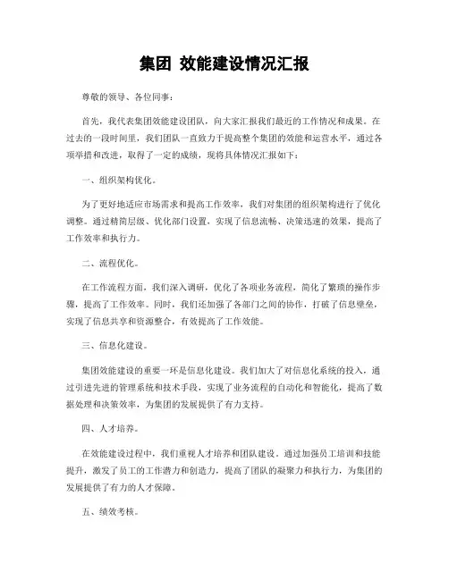 集团 效能建设情况汇报
