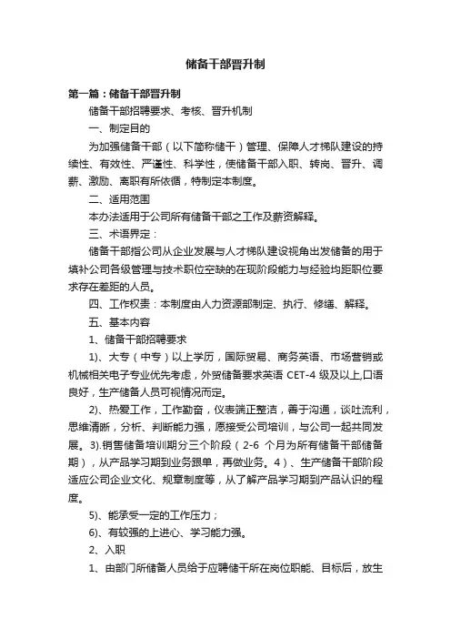 储备干部晋升制