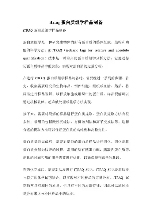 itraq蛋白质组学样品制备