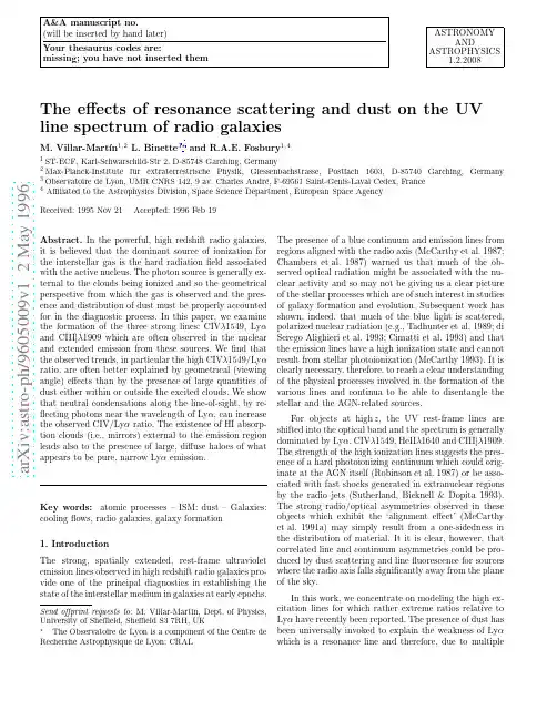 The effects of resonance scattering and dust on the UV line spectrum of radio galaxies