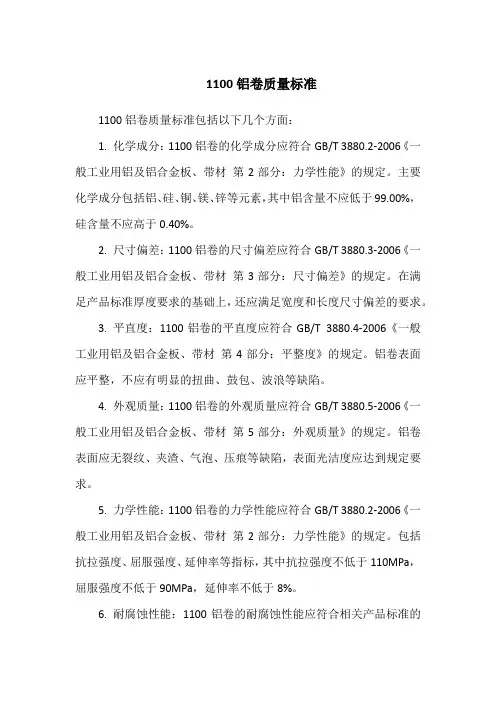 1100铝卷质量标准