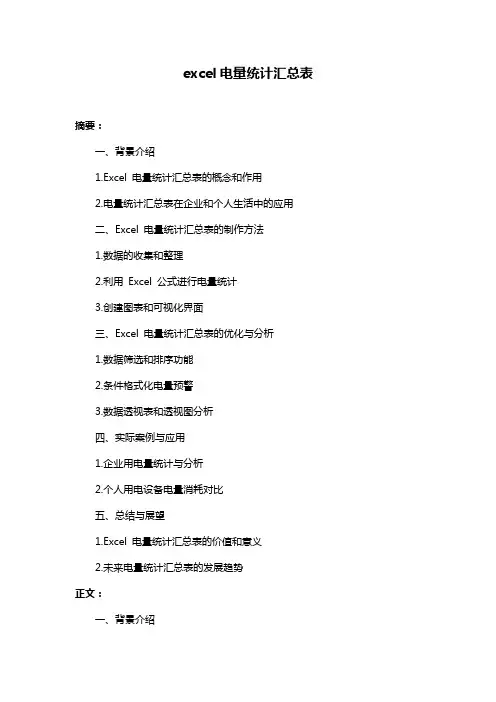 excel电量统计汇总表