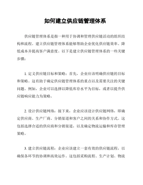 如何建立供应链管理体系