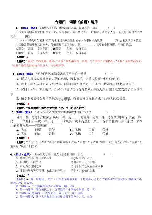 全国中考语文真题汇编：专题四  词语(成语)运用