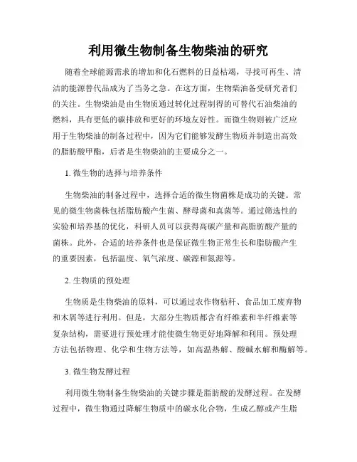 利用微生物制备生物柴油的研究