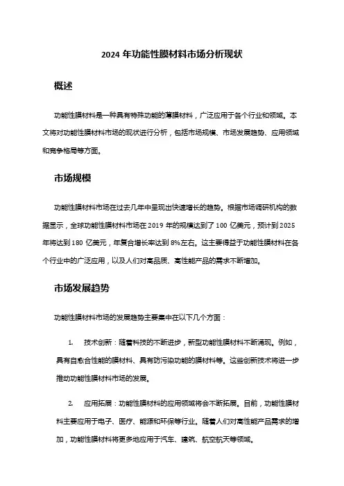 2024年功能性膜材料市场分析现状