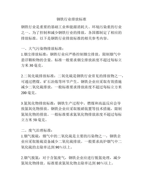 钢铁行业排放标准