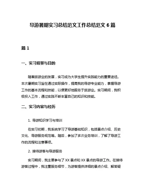 导游暑期实习总结范文工作总结范文6篇
