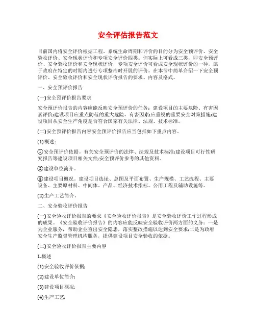 安全评估报告范文