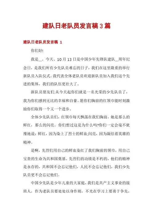 建队日老队员发言稿3篇
