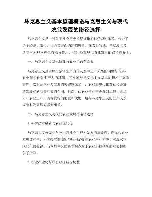 马克思主义基本原理概论马克思主义与现代农业发展的路径选择